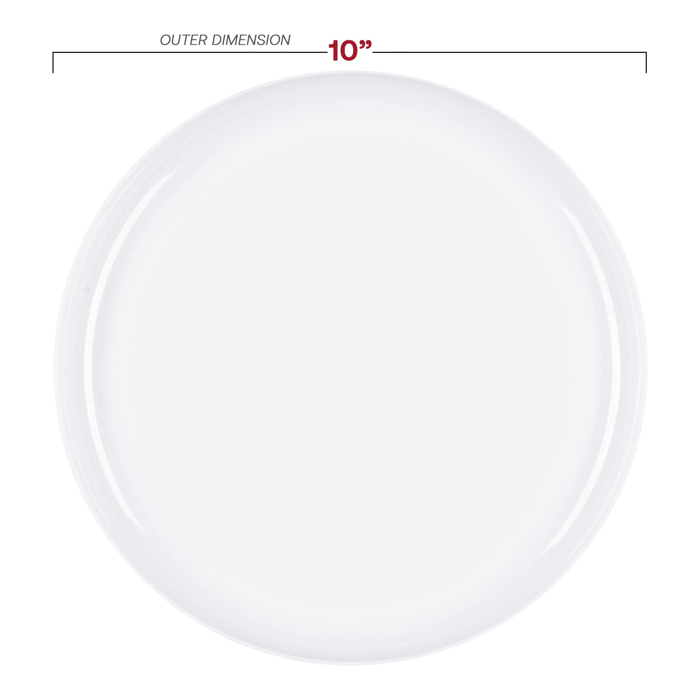 White Flat Round Disposable Plastic Dinner Plates (10") Dimension | The Kaya Collection
