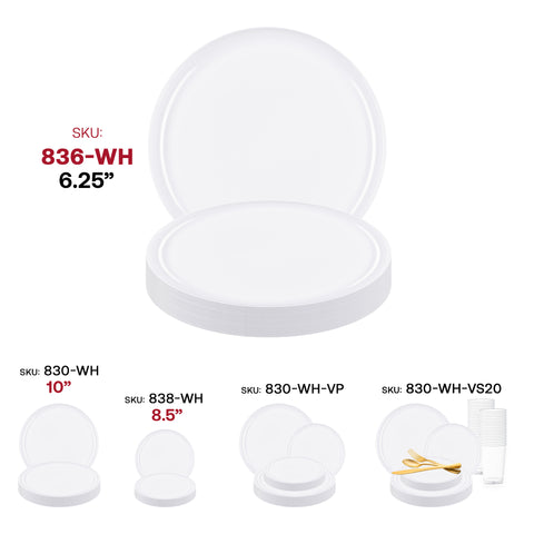 White Flat Round Disposable Plastic Pastry Plates (6.25