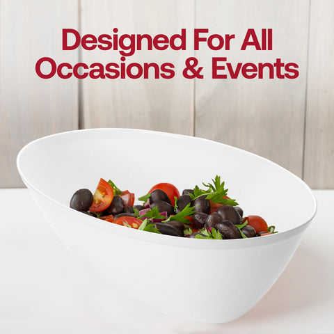 White Oval Disposable Plastic Serving Bowls (2 qt.)