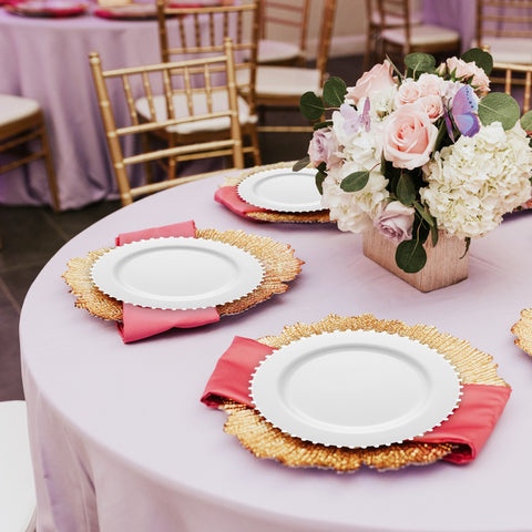 White Pearl String Round Plastic Dinner Plates (10”)