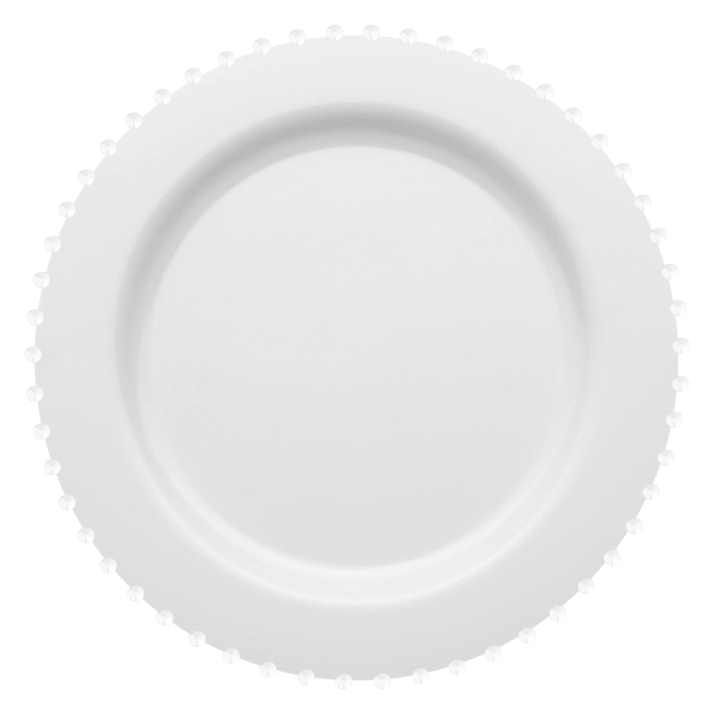 White Pearl String Round Plastic Dinner Plates (10”)