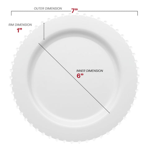 White Pearl String Round Plastic Salad Plates (7”)