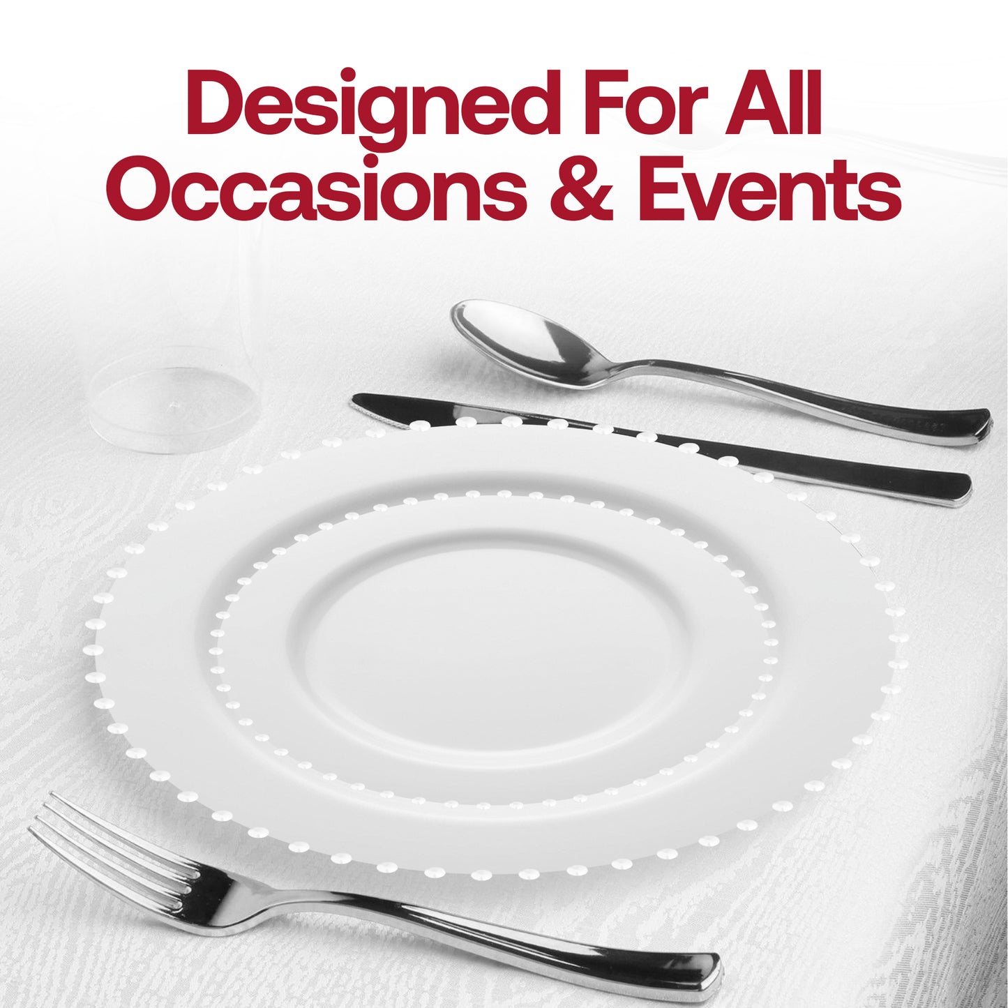 White Pearl String Round Plastic Salad Plates (7”)