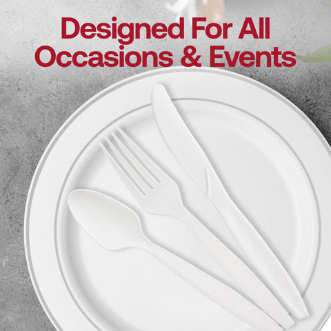 White Plastic Disposable Forks Lifestyle | The Kaya Collection
