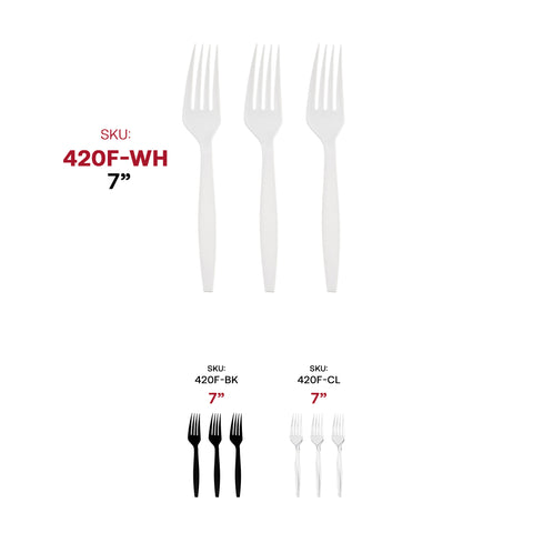 White Plastic Disposable Forks SKU | The Kaya Collection