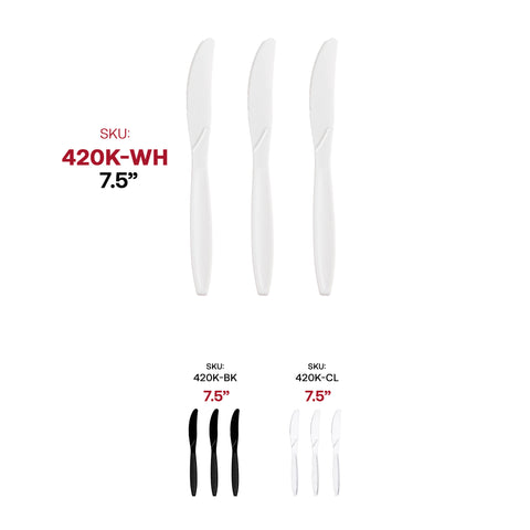 White Plastic Disposable Knives SKU | The Kaya Collection