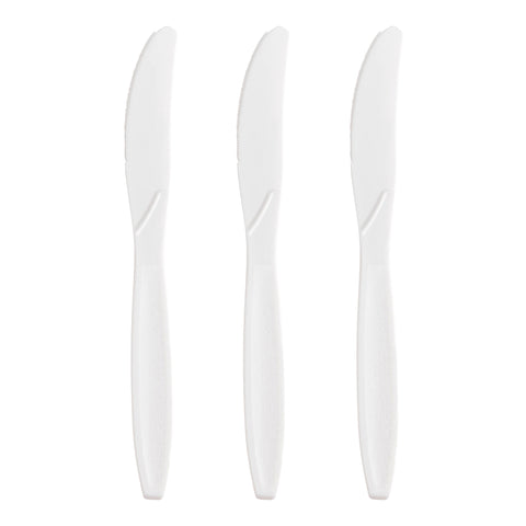 White Plastic Disposable Knives Secondary | The Kaya Collection