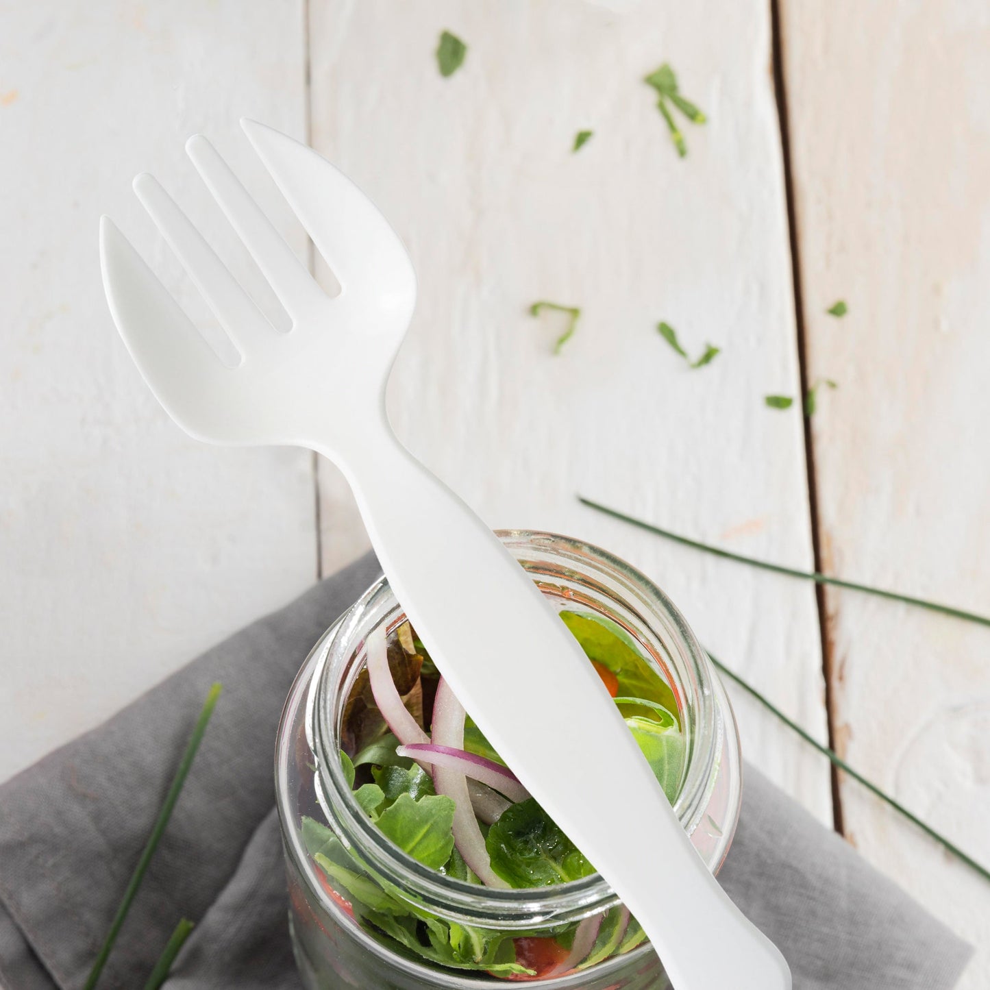 White Plastic Serving Forks