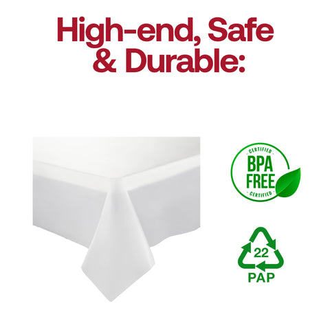 White Rectangular Plastic Tablecloths (54
