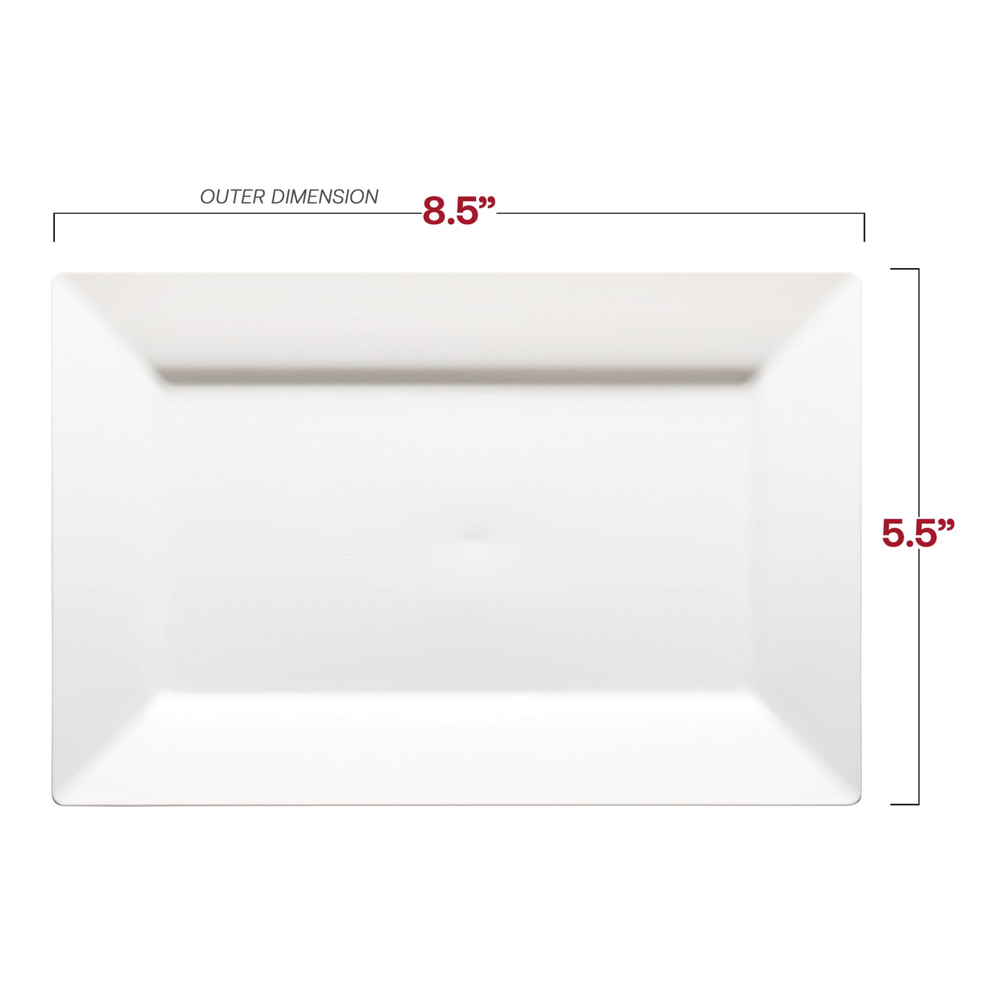 White Rectangular Disposable Plastic Dessert Plates (5.5" x 8.5")