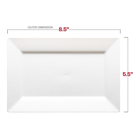 White Rectangular Disposable Plastic Dessert Plates (5.5