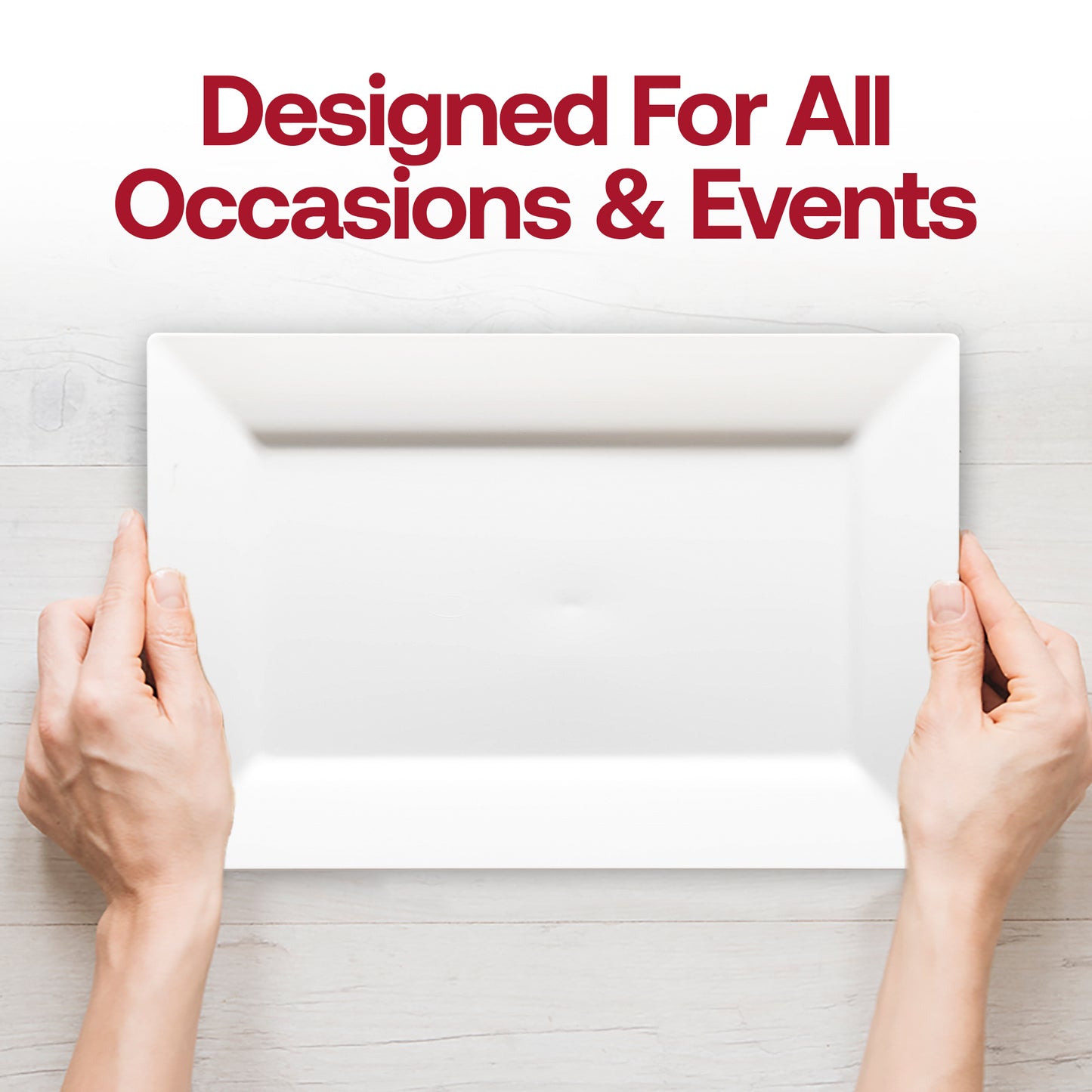 White Rectangular Disposable Plastic Dessert Plates (5.5" x 8.5")