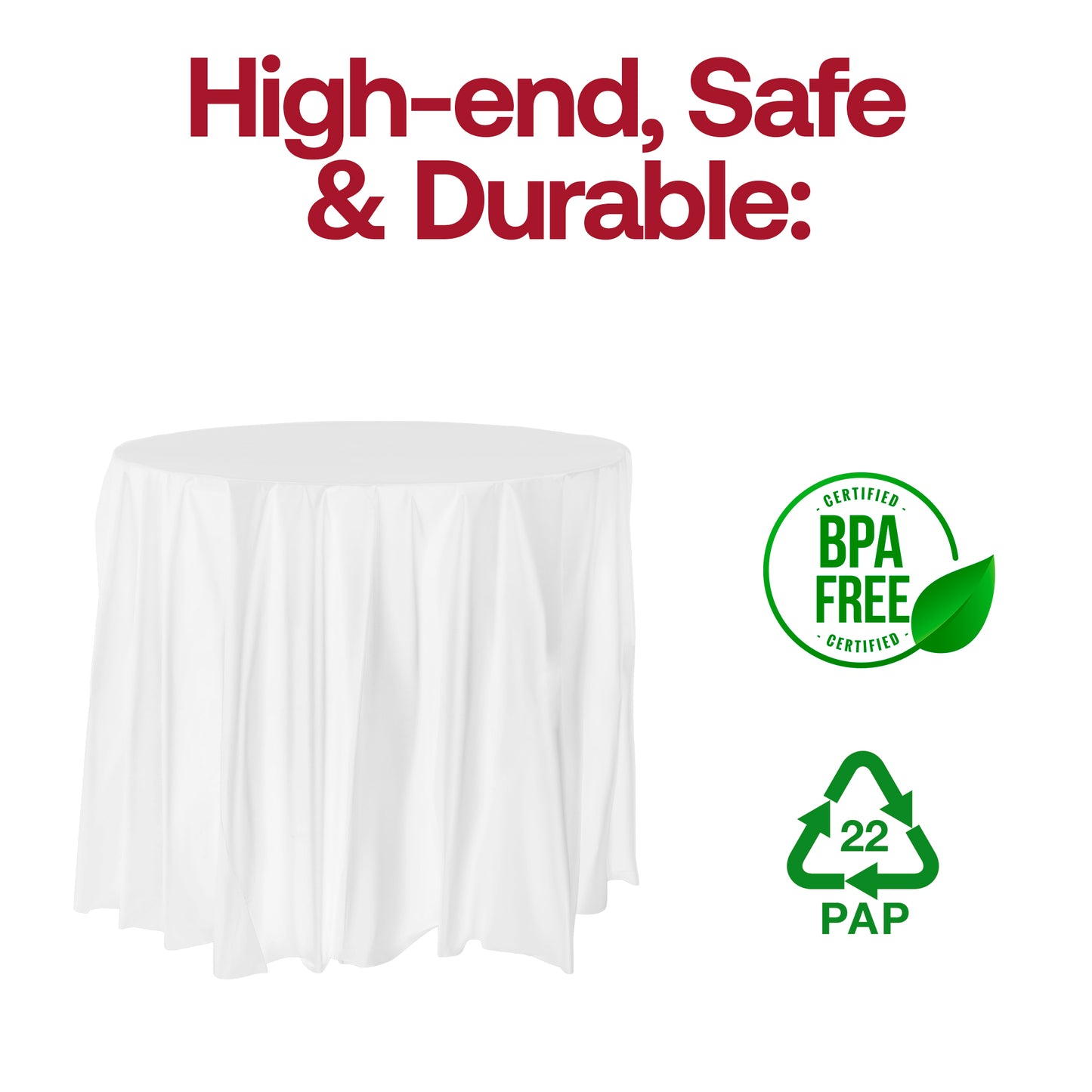 White Round Plastic Tablecloths (84")