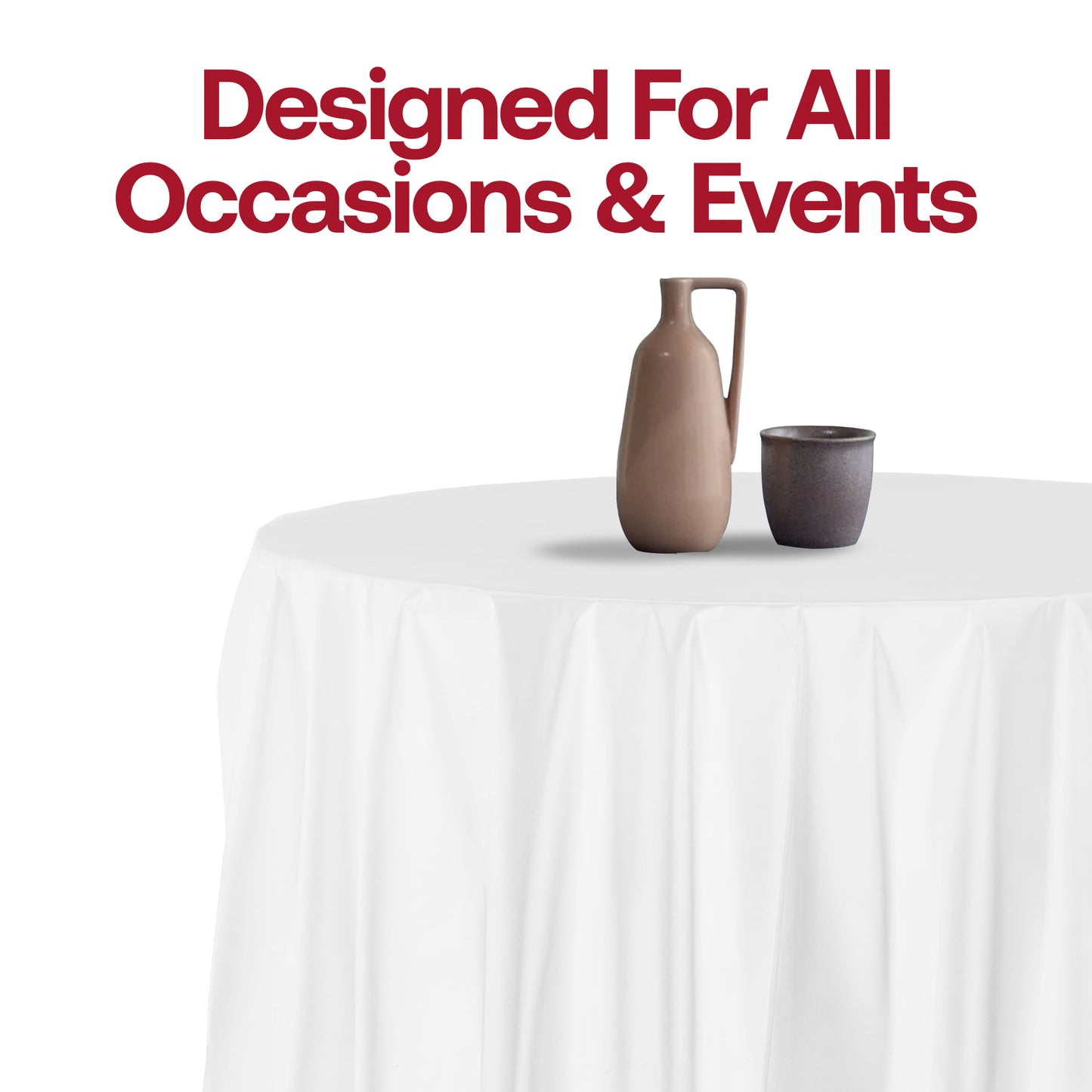 White Round Plastic Tablecloths (84")