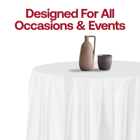 White Round Plastic Tablecloths (84