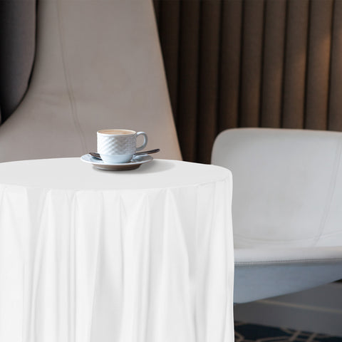 White Round Plastic Tablecloths (84