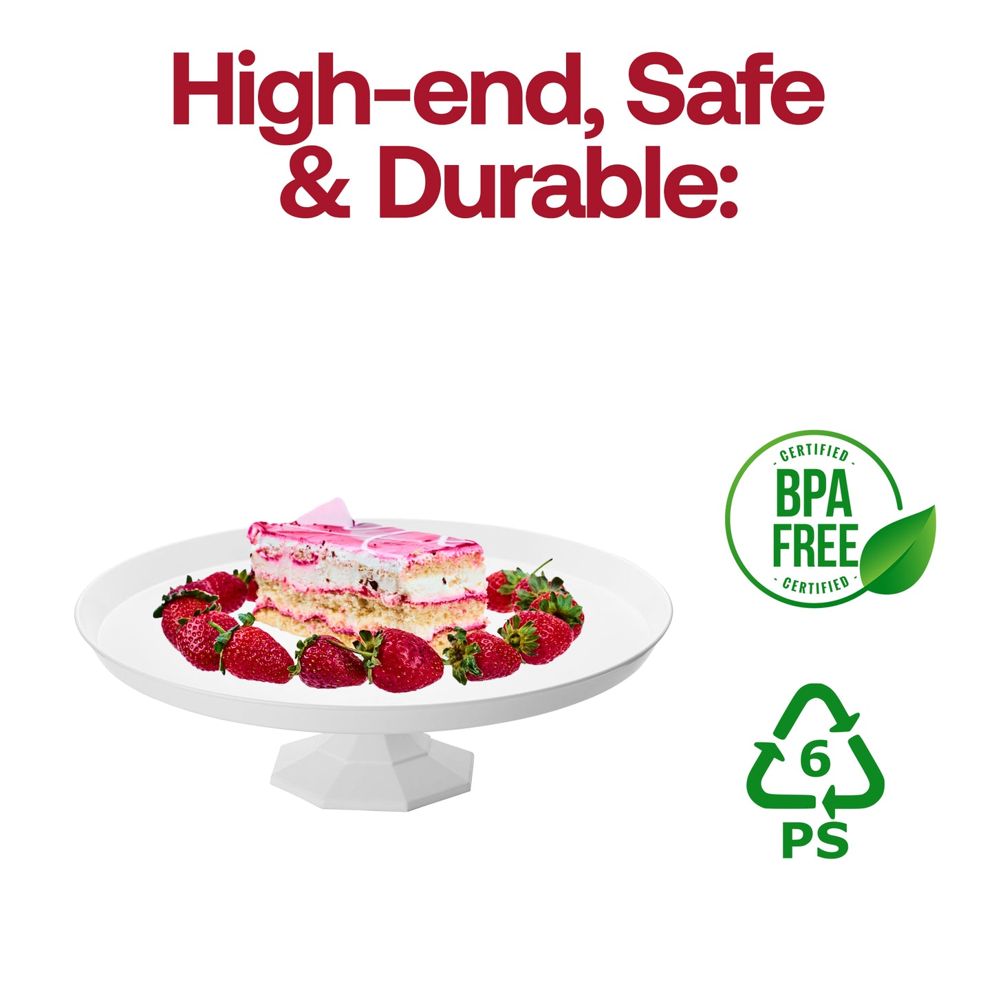 10.5" White Small Round Disposable Plastic Cake Stands