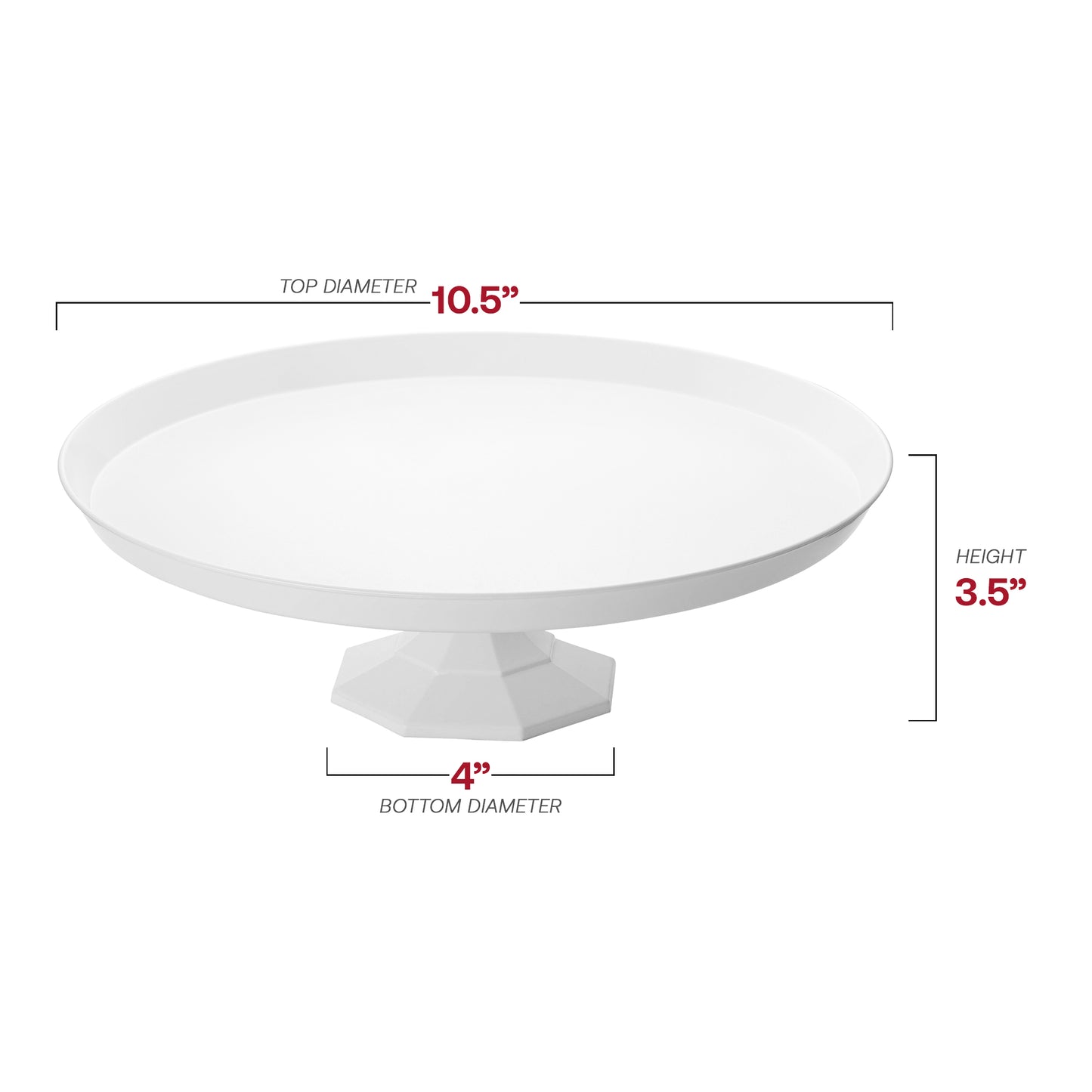10.5" White Small Round Disposable Plastic Cake Stands