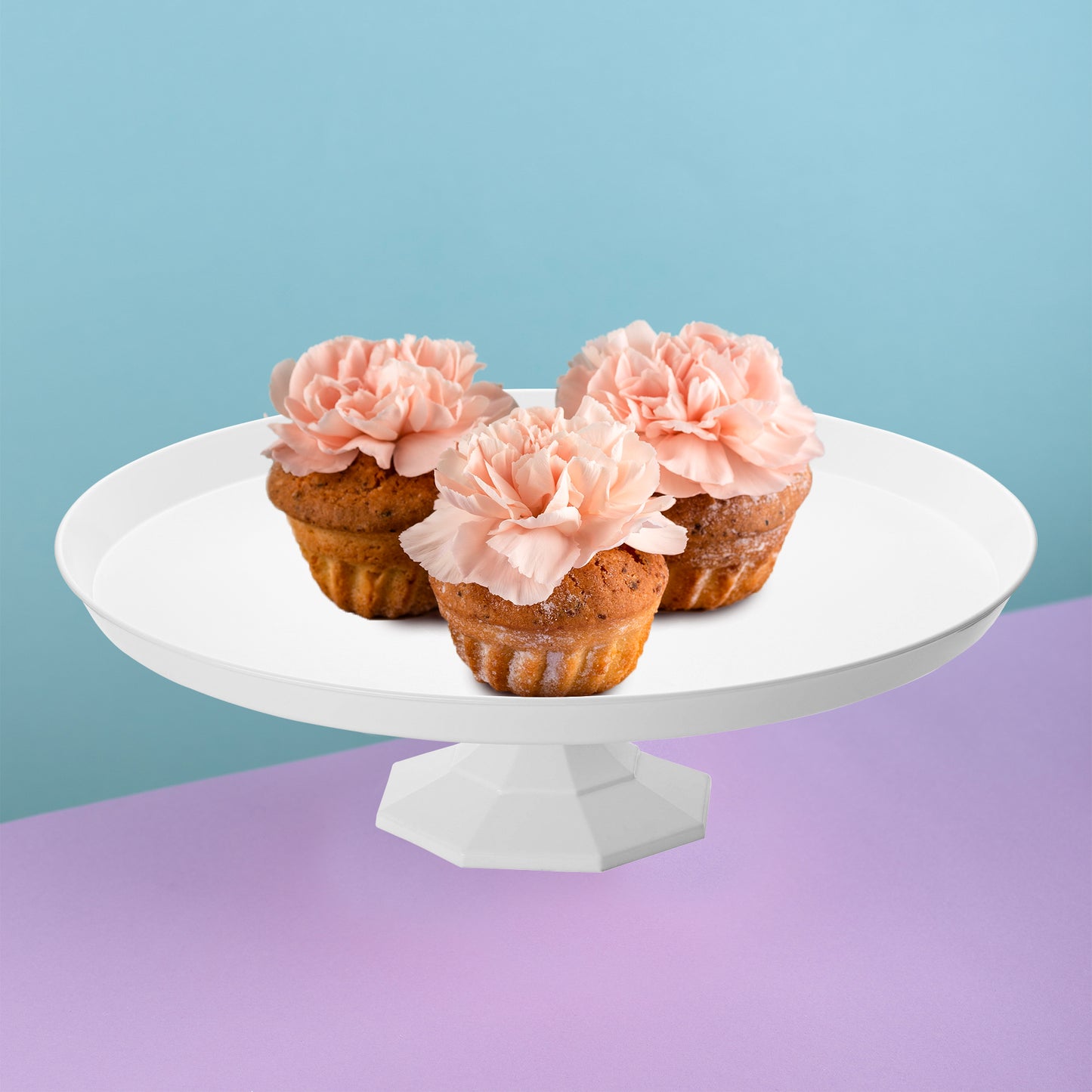 10.5" White Small Round Disposable Plastic Cake Stands