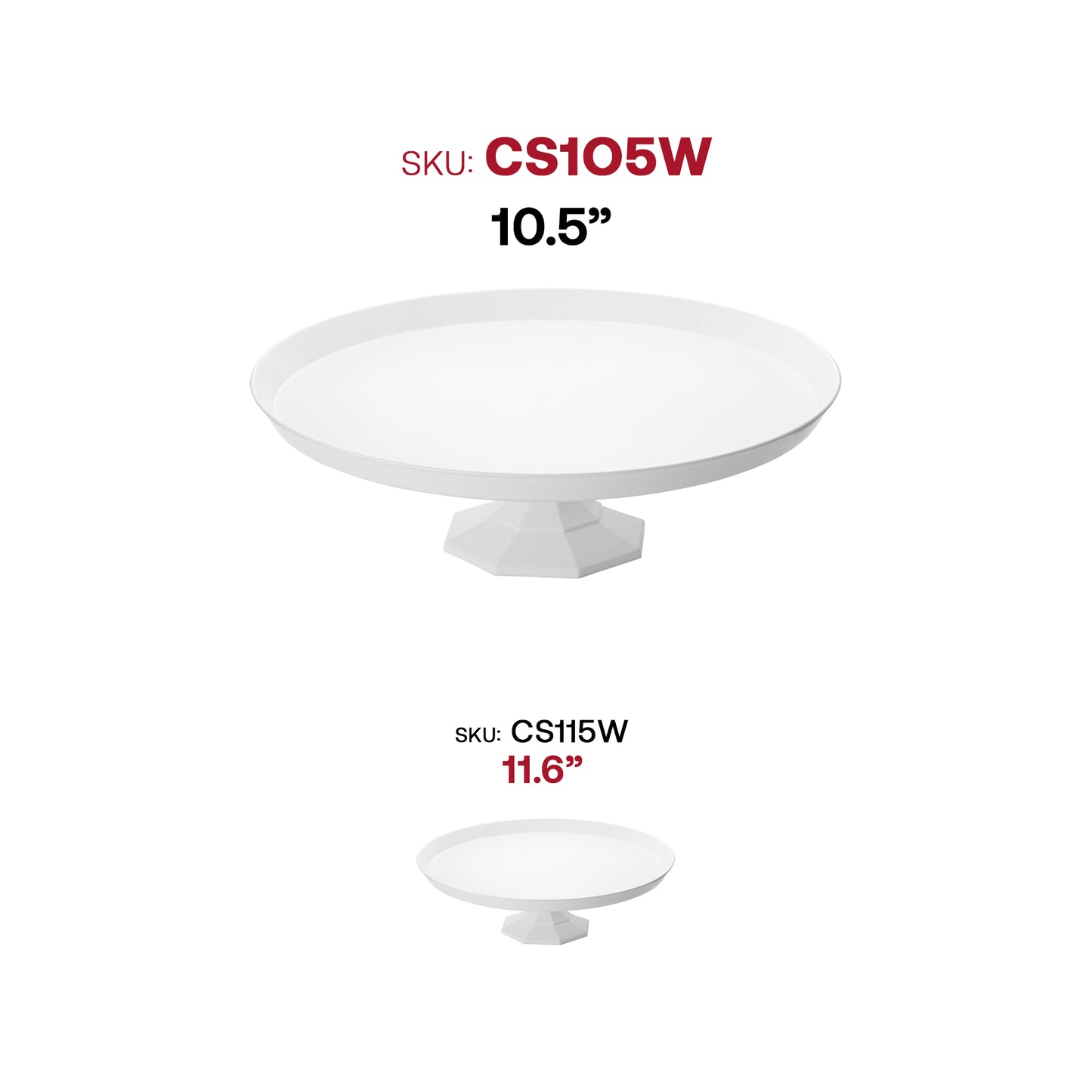 10.5" White Small Round Disposable Plastic Cake Stands