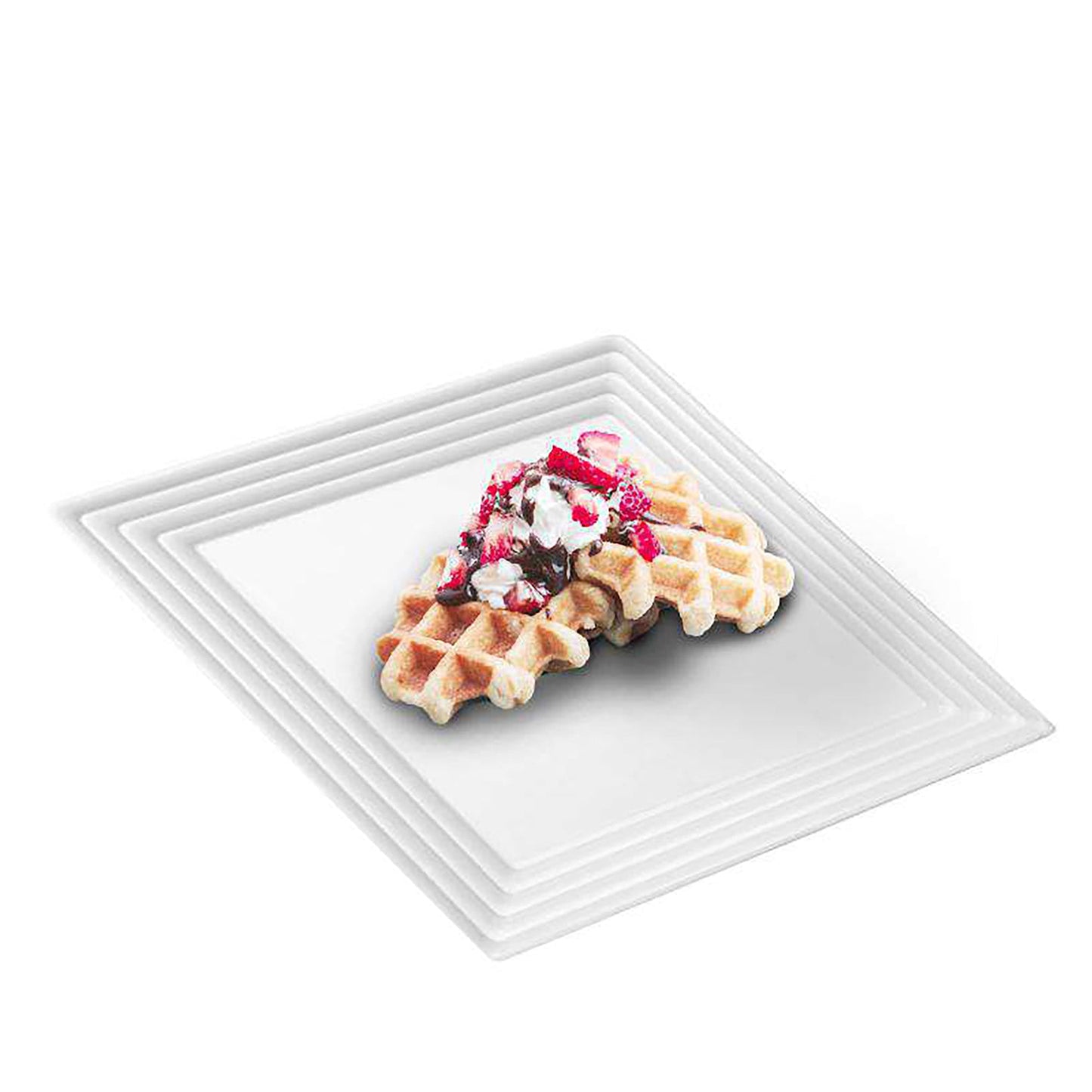 16" x 16" White Square with Groove Rim Disposable Plastic Serving Trays