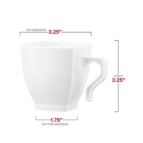 8 oz. White Square Plastic Coffee Mugs Dimension | The Kaya Collection