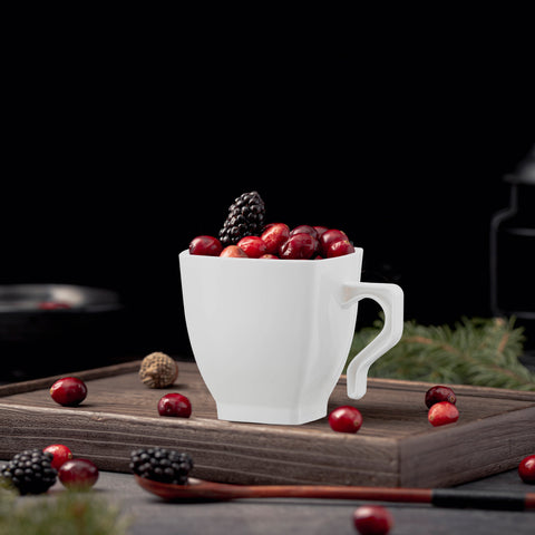 8 oz. White Square Disposable Plastic Coffee Mugs
