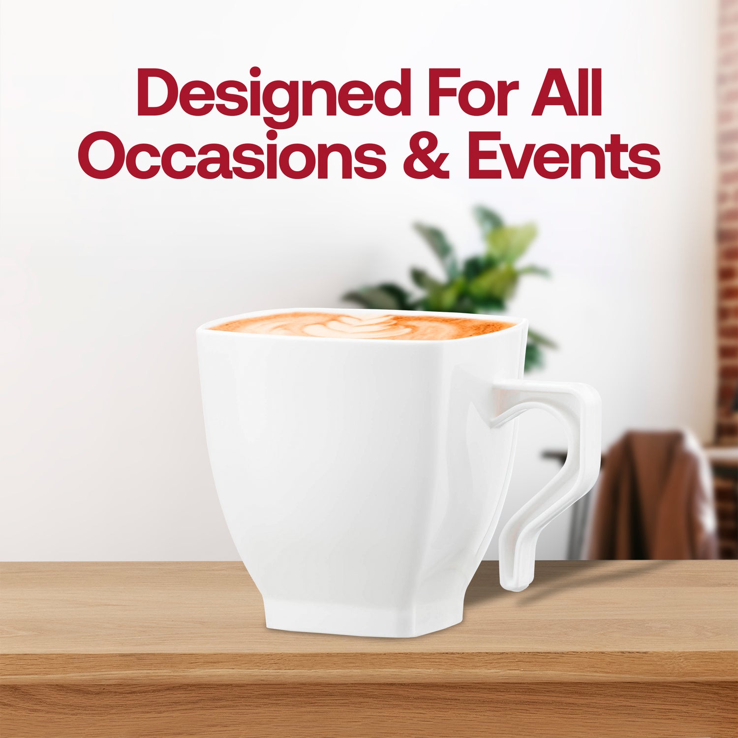 8 oz. White Square Plastic Coffee Mugs Lifestyle | The Kaya Collection