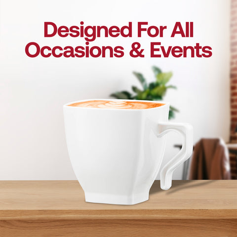 8 oz. White Square Plastic Coffee Mugs Lifestyle | The Kaya Collection
