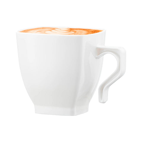 8 oz. White Square Plastic Coffee Mugs Secondary | The Kaya Collection