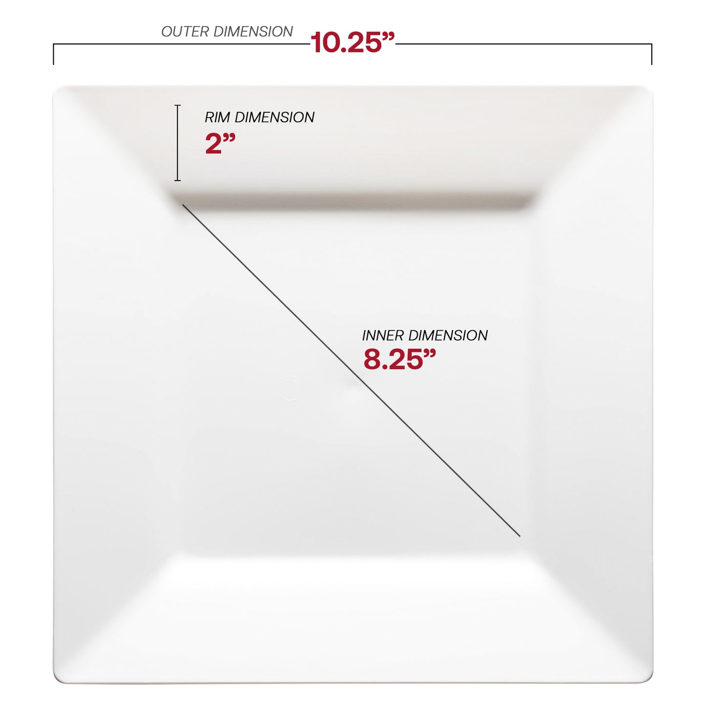 White Square Disposable Plastic Dinner Plates (10.25")