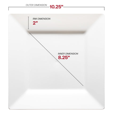 White Square Disposable Plastic Dinner Plates (10.25
