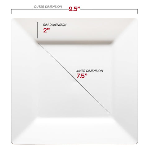 White Square Disposable Plastic Dinner Plates (9.5