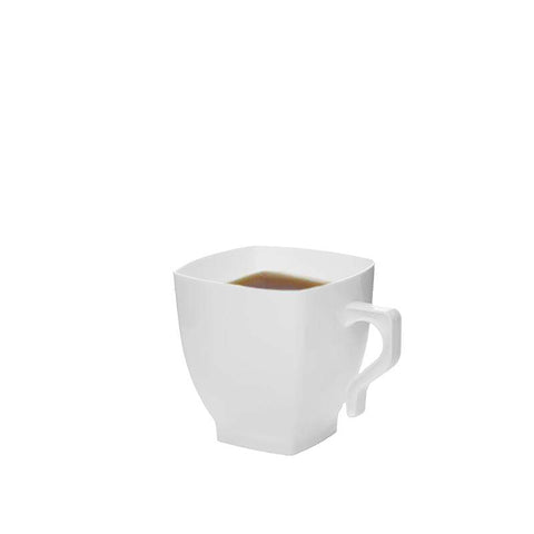 2 oz. White Square Disposable Plastic Mini Coffee Tea Cups