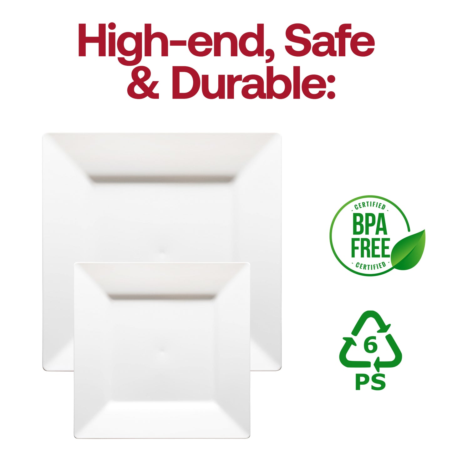 White Square Disposable Plastic Pastry Plates (4.5")