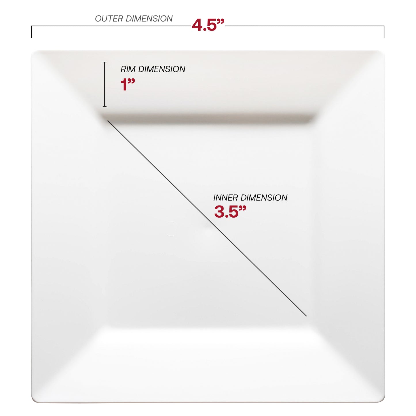 White Square Disposable Plastic Pastry Plates (4.5")
