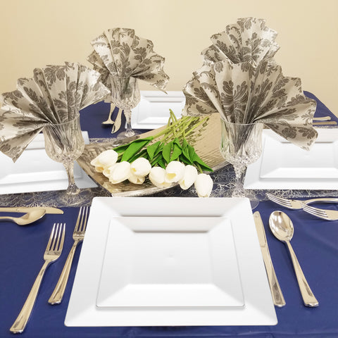 White Square Disposable Plastic Pastry Plates (4.5
