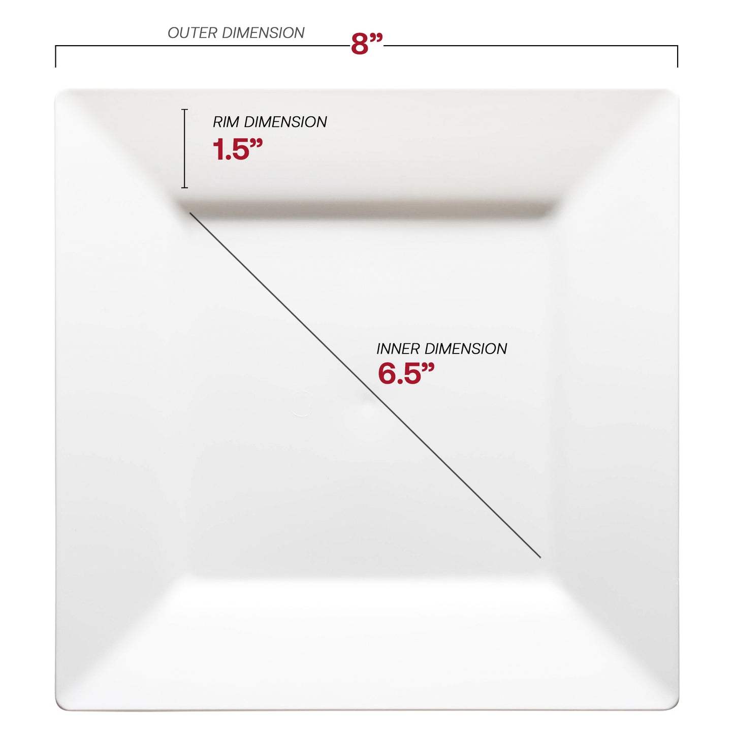 White Square Plastic Salad Plates (8")