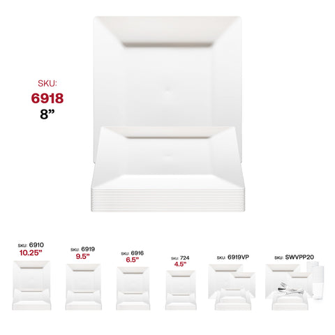 White Square Plastic Salad Plates (8