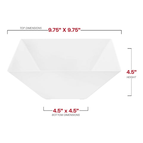 White Square Disposable Plastic Serving Bowls (3 qt.)