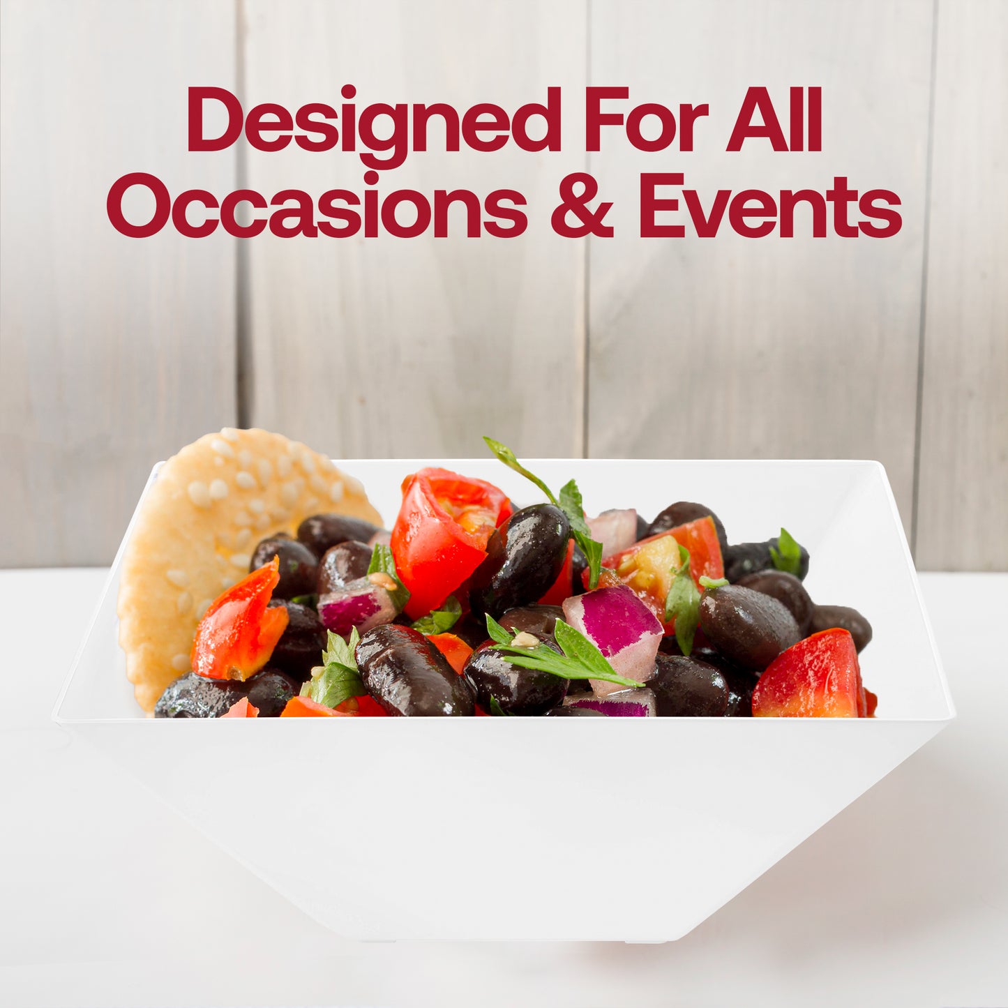White Square Disposable Plastic Serving Bowls (3 qt.)