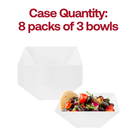 White Square Disposable Plastic Serving Bowls (3 qt.)