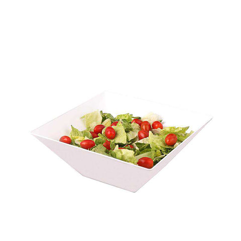 White Square Disposable Plastic Serving Bowls (3 qt.)