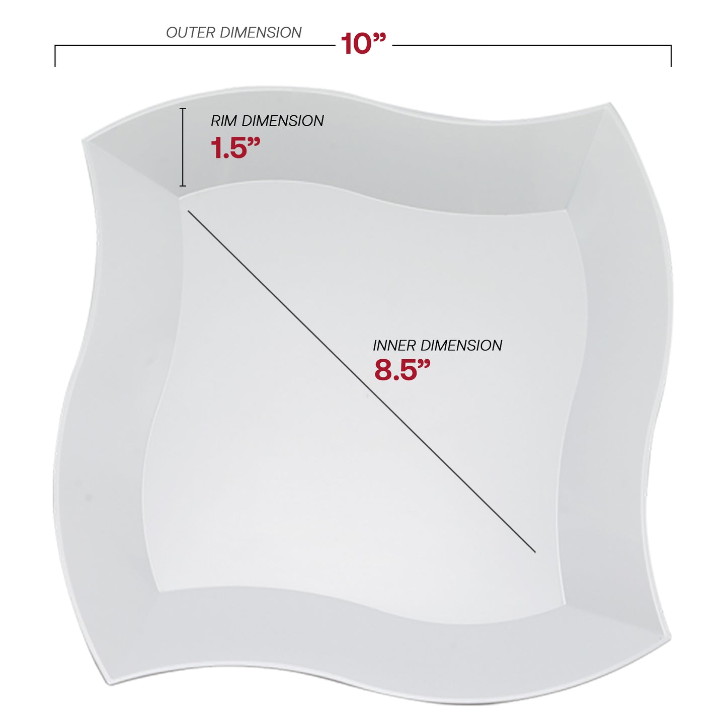 White Wave Disposable Plastic Dinner Plates (10")