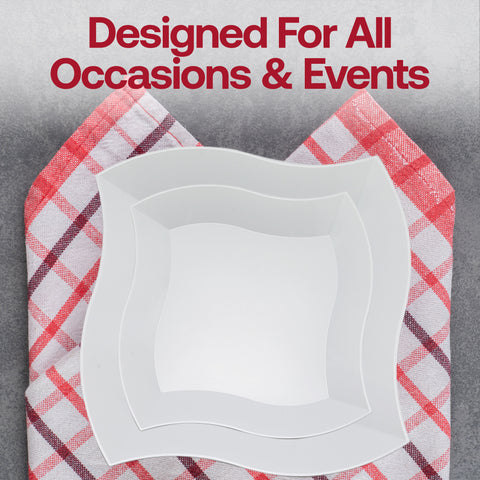 White Wave Disposable Plastic Dinner Plates (10
