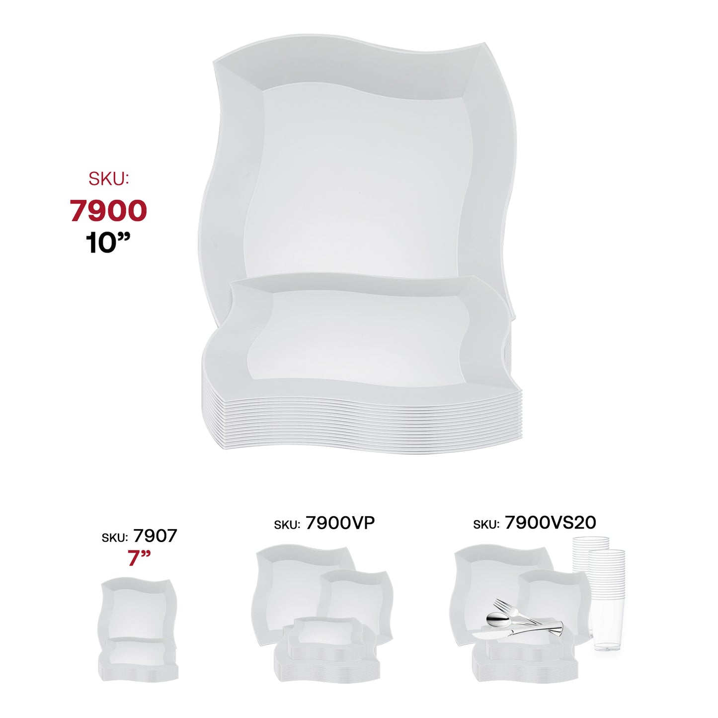 White Wave Disposable Plastic Dinner Plates (10")