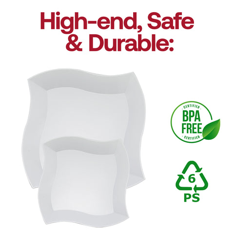 White Wave Plastic Salad Plates (7