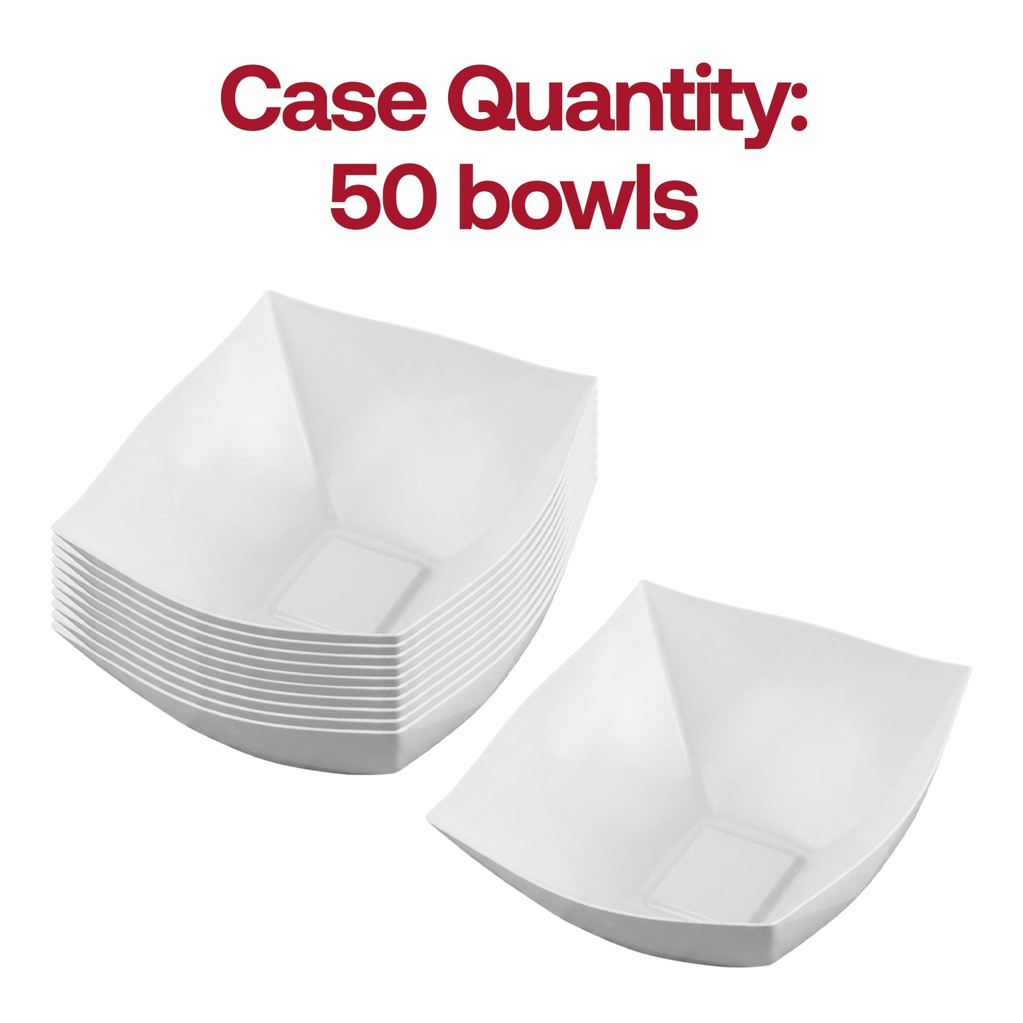 64 oz White Wave Square Bowls