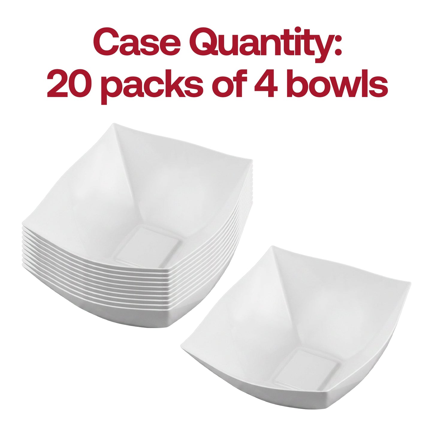 16 oz White Wave Square Bowls