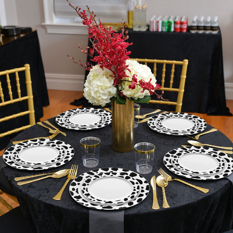 White with Black Dalmatian Spots Round Plastic Salad Plates (7.5